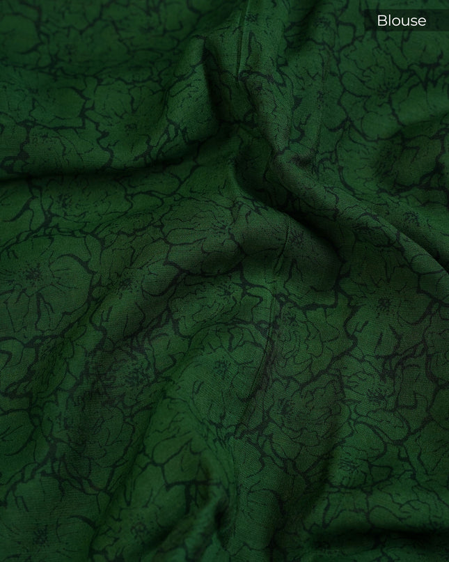 Muslin Silk Allover Digital Print with Contrast Border- Brown