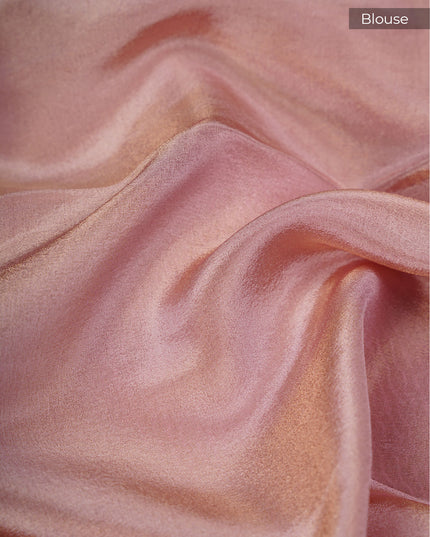 Tissue Banarasi Silk Saree With Meenakari Butties & Gold Zari Border - Baby Pink