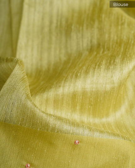 Jute Tusser Knot Work Butties with Satin Border- Pista Green