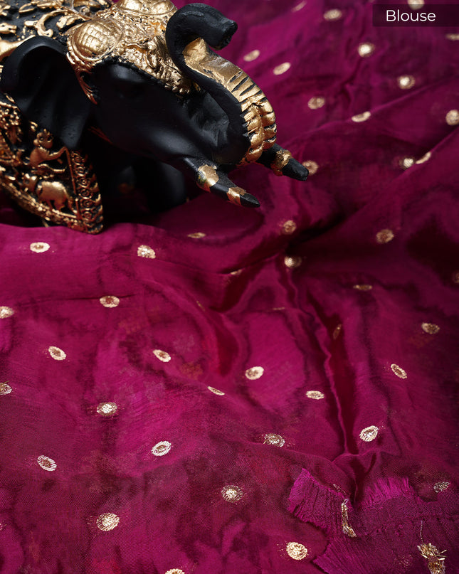 Wrinkle Crepe saree with Thread Embroidery Work and Border  - Wine