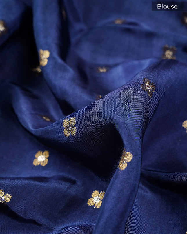 Chiffon Saree Gold Weaving Checks with Gap Border- Pink