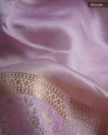 Chenderi Silk With Lehariya Weaving With Contrast Gap Border - Mustered