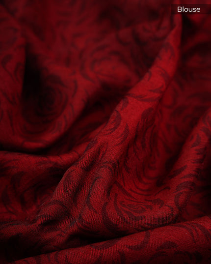 Muslin Silk Saree With Floral Butties And Contrast Border - Black