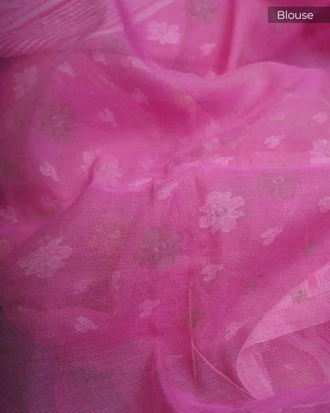 Lotus Cotton Ikkat Design Golden Buttis - Baby Pink