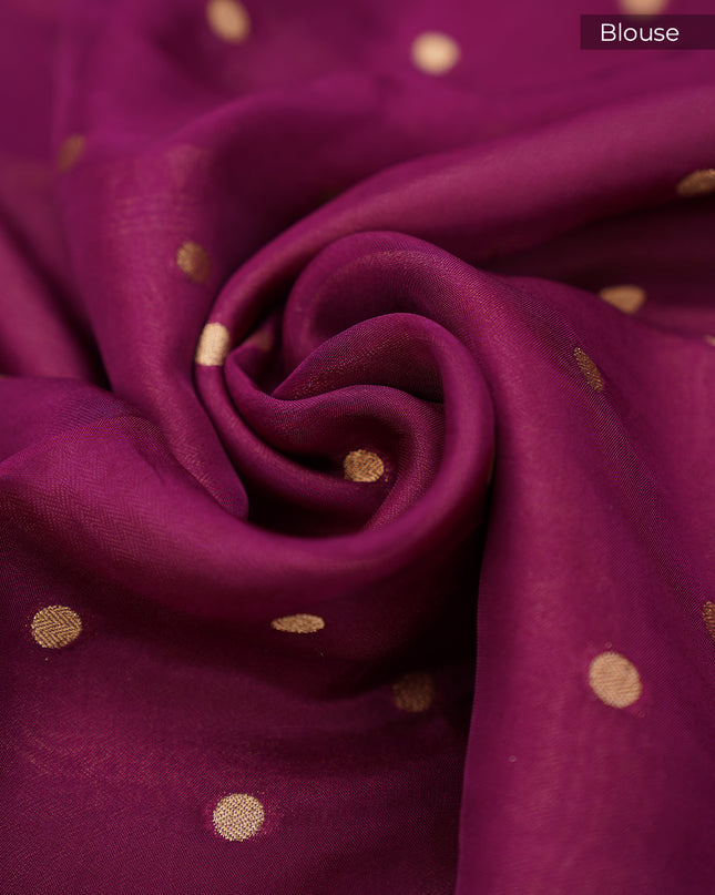 Soft Organza Silk with Gold & Silver Zari Floral Weaving Buties with Satin Border