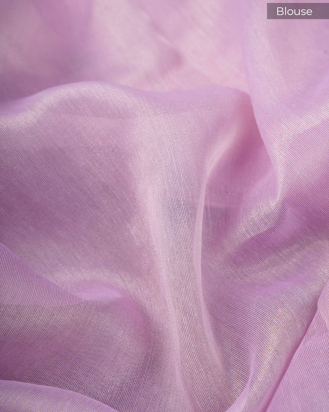 Tissue Lenin Saree with Thread Embroidery work and Lace Border- Lavender