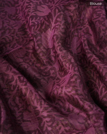 Muslin Silk Saree with Antique Zari Border- Purple