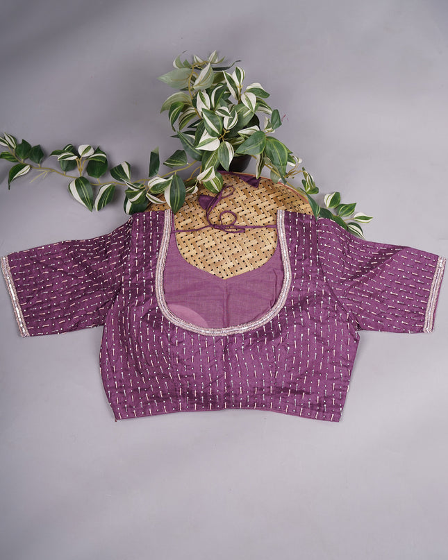 Tissue Organza Silkwith Kardana and Sequin Handwork, with a Scallop Border