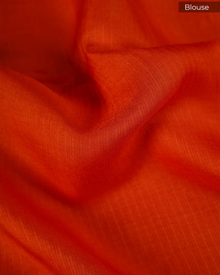 Kota Silk Saree with Gold and Silver Butties and Satin Border- Orange