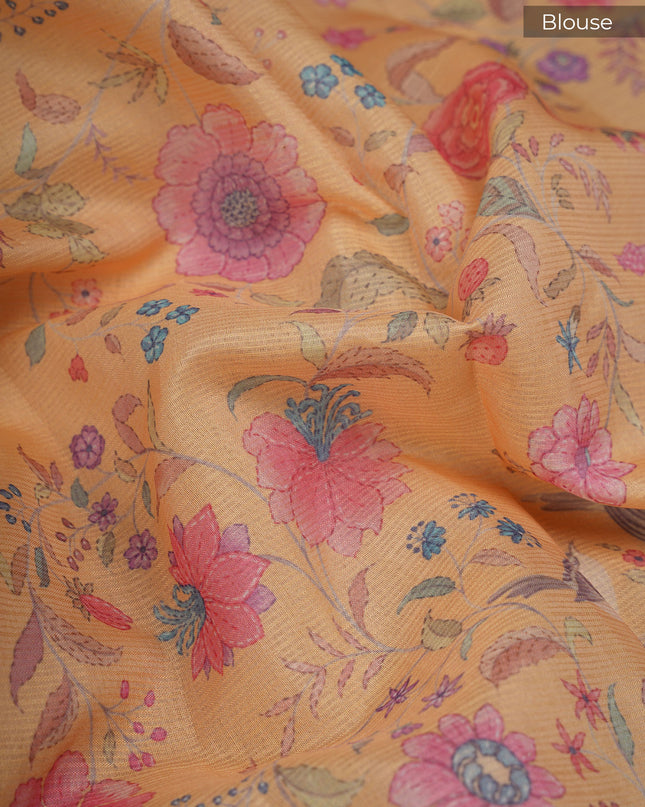 Kota Silk Saree with Mirror Work Applique Work with Silver Border - C Mustered