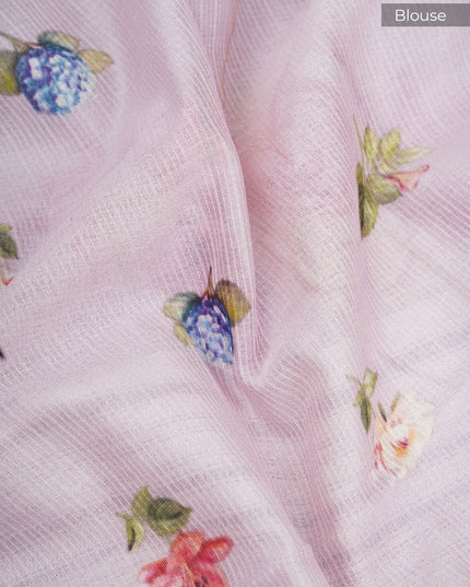 Kota cotton Saree with Floral Print - L Pink