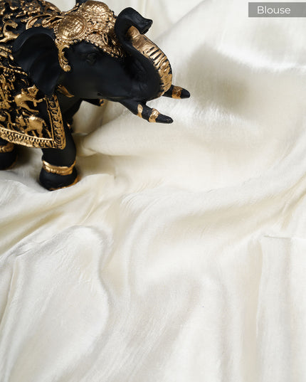 Banaras Silk Saree with Meenakari Butties and Golden Zari Border- Half White