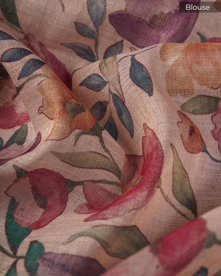 Lenin Tissue Saree with Thread Work Border- Beige