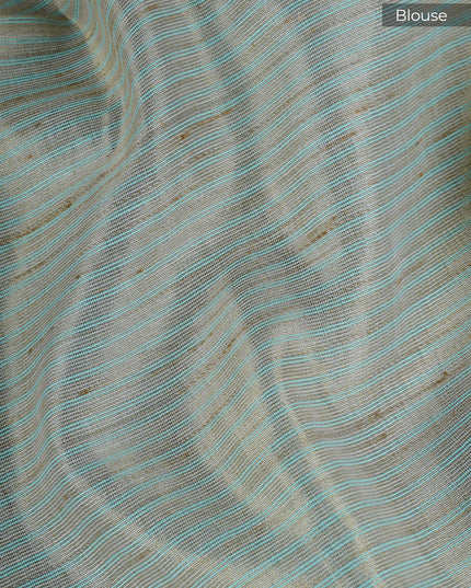 Tissue Linen Saree With  Floral Embroidery & Sequins Work - Sage Green