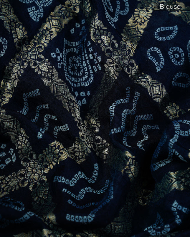 Korean Crepe Saree with Golden Zari Border- Tiffany Blue