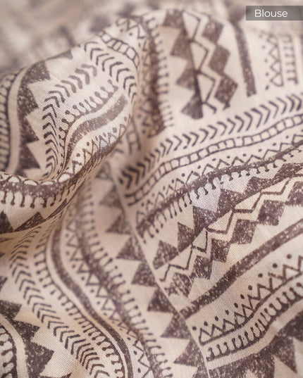 Muslin Silk with Silver Border