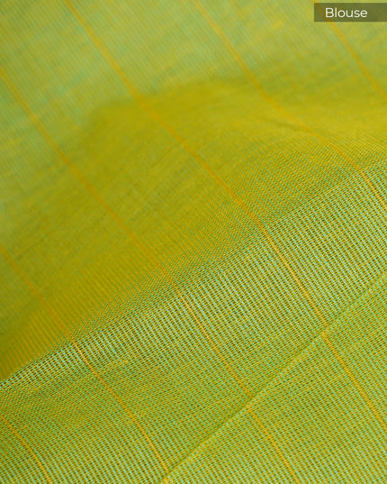 Cotton Printed Saree With Thread Waving Border - Green