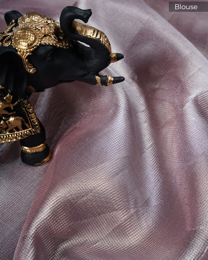 Tissue kota saree with thread work and silver border - Lavender