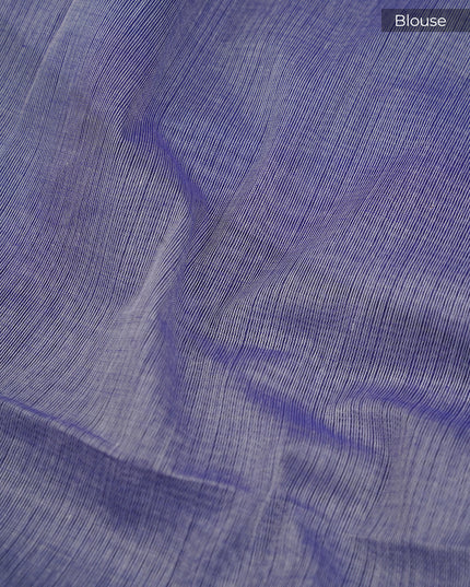 Chanderi Silk Saree with Floral Print and Contrast Border- Blue