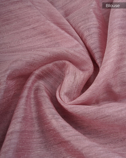 Jute Linen With Thread Embroidery Butties And Satin Border - Onion Pink