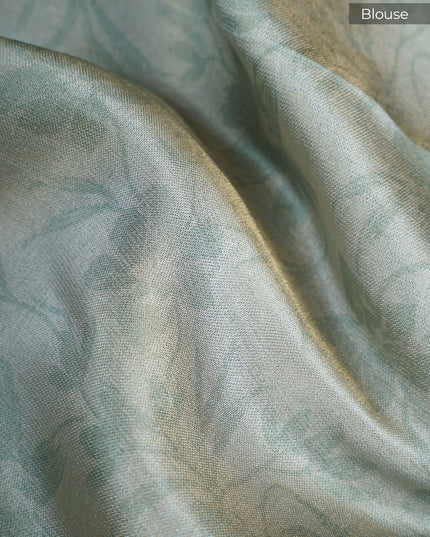 Tissue Georgette Saree With Digital Floral Print - Mint Green