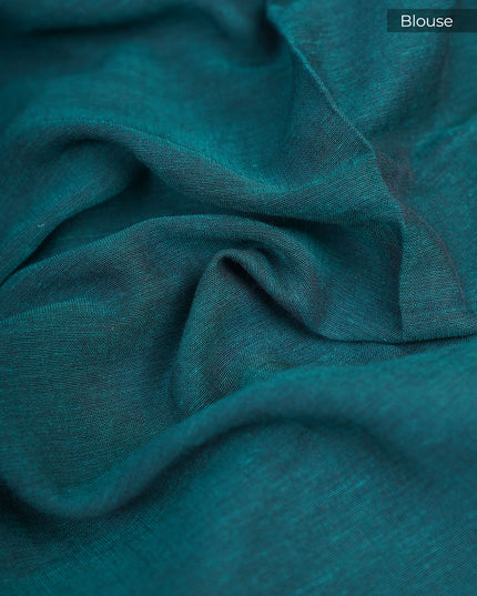 Cotton Antique Gold Zari Border - Green