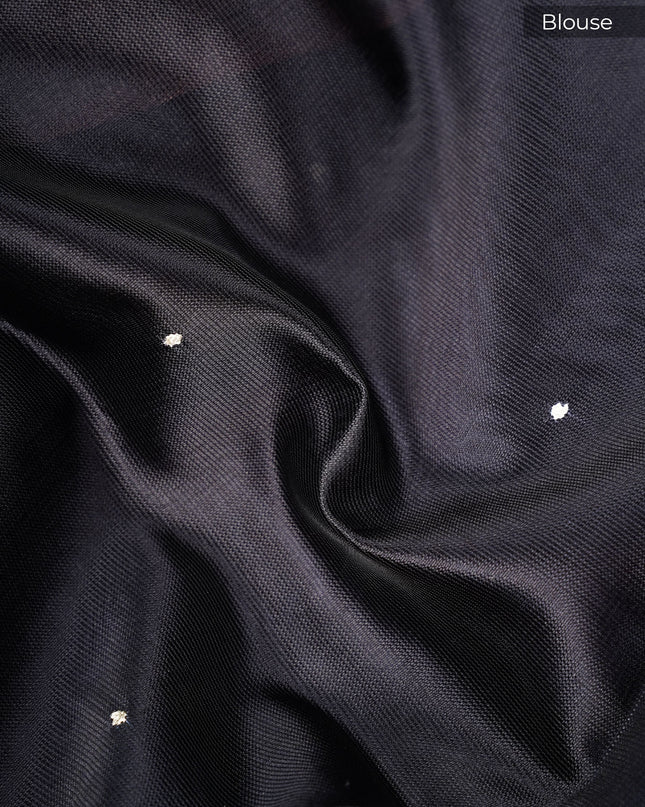 Kota Silk Saree With Floral Print & Ari Work Scallop Border - Mauve