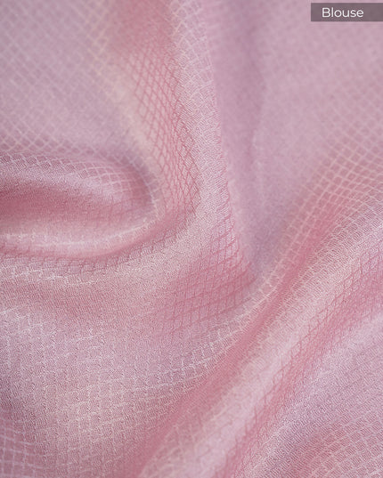 Banarasi Silk Saree with Meenakari Butties and Gold Border- Onion Pink