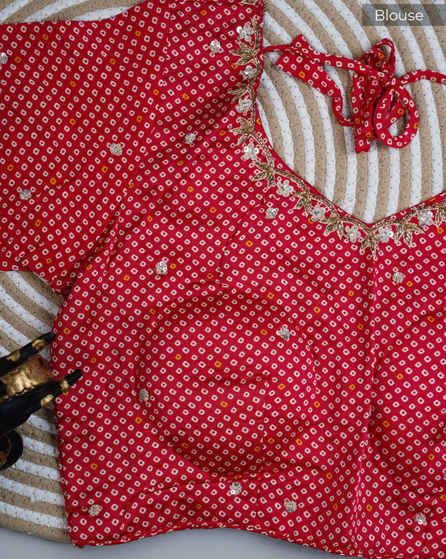 Tissue crepe saree with Embroidery butties and scallop border - Beige