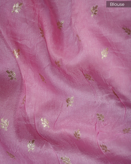 Italian Crepe Saree with Delicate Gold and White Embellishment- Pink