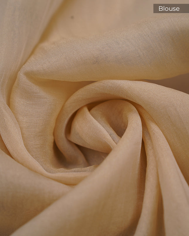 Soft Tissue Organza Silk with Thread Embroidery Scallop Border with Sequence Butties