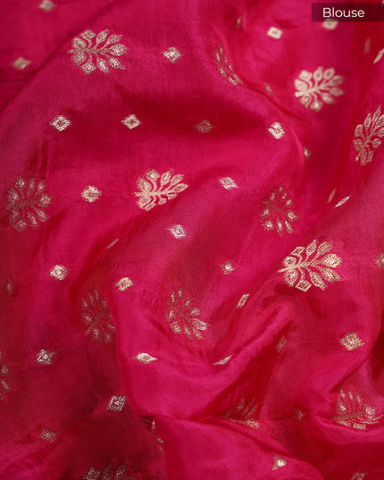 Banarasi Kaddi Georgette Saree With Gold & Silver Polka Dot With Scallop Border - Pink