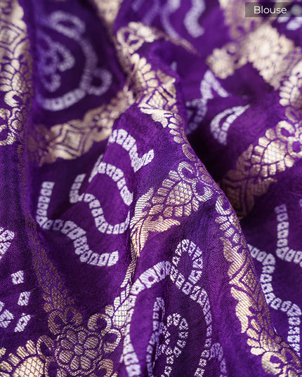 Korean Crepe Border with Golden Zari Border- Lavender