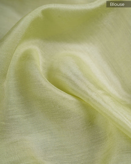 Banaras Silk Saree With Golden Butties Gap Border - Pista Green