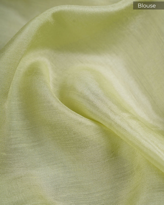 Banaras Silk Saree With Golden Butties Gap Border - Pista Green
