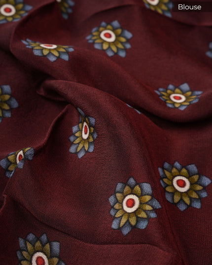 Binny Crepe Saree Floral Print With contrast Border - Black