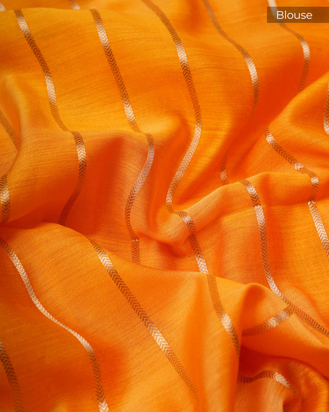 Chanderi Silk Gold Zari Border Thread Embroidery Butties - Mustered