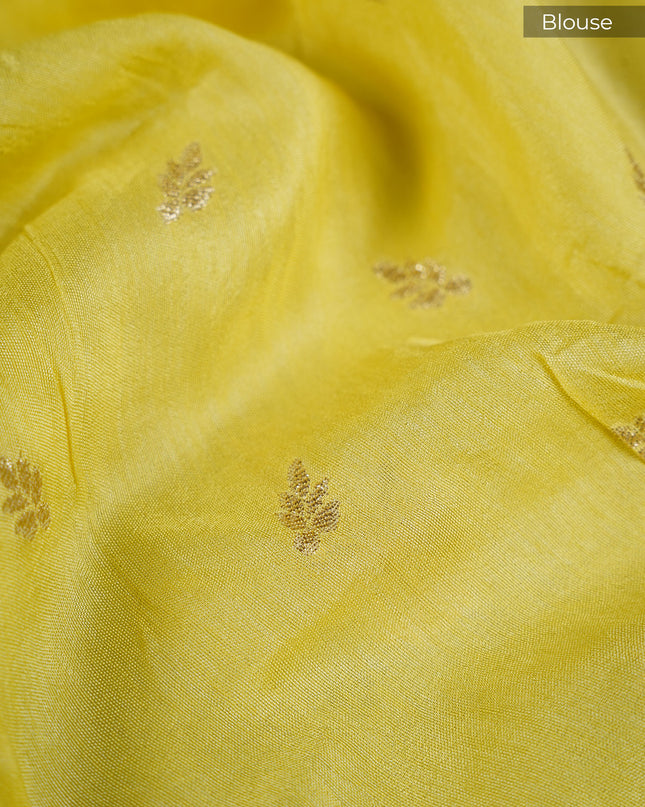 Russian Crepe Kardhana Sequence Work Butties Gold Stripes- Yellow