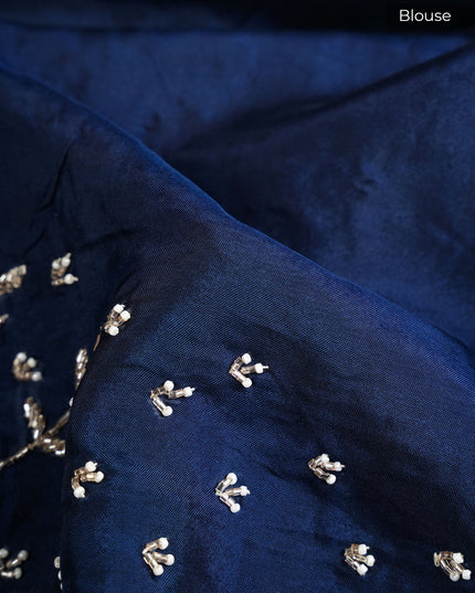 Russian Crepe Kardhana Sequence Work Butties Gold Stripes Border- Pista Green