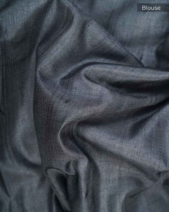 Tissue Silk With Digital Print & Thread Border - Teal Green