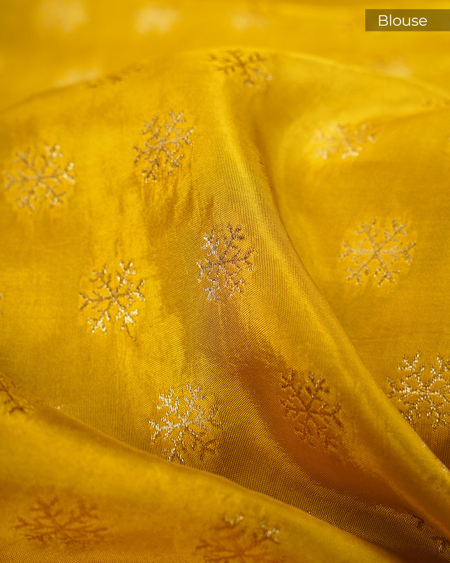 Banaras Silk With Gold & Silver Butties And Border With Contrast Border - Purple