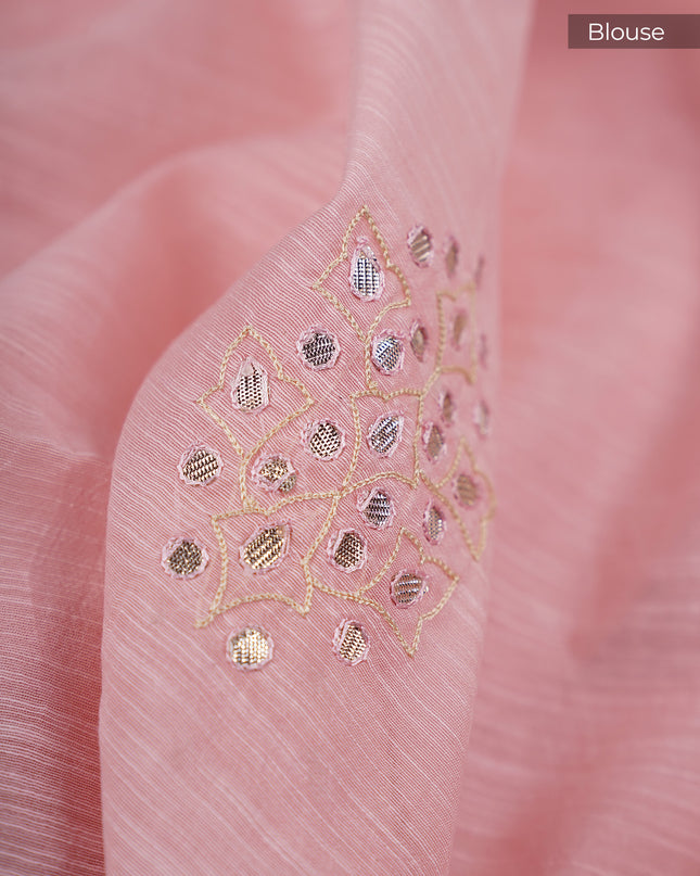 Jute Lenen with Scallop and Gota Patti Border