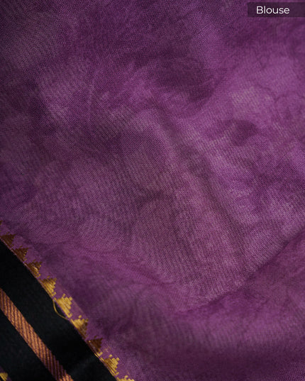 Managalagiri Silk Saree with floral Print and Contrast Border- Lavender