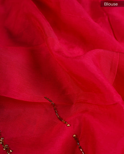 Crepe Saree With Floral Print Scallop Border Kardhana Sequence Work - Pink