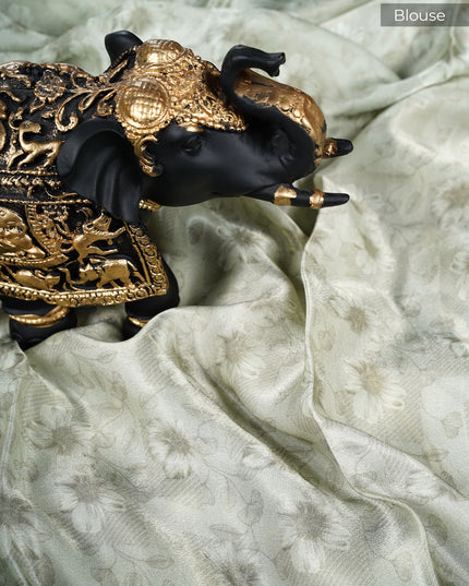 Georgette Saree With Floral Print- Light Green