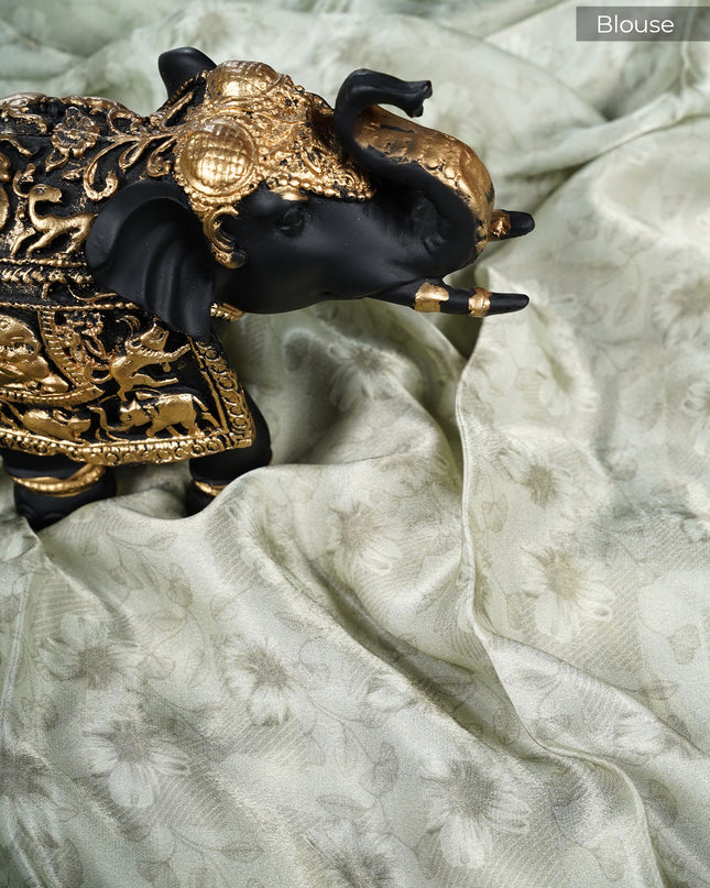 Georgette Saree With Floral Print- Light Green