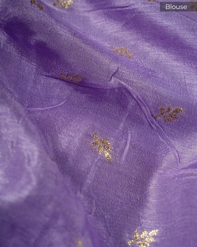 Russion Crepe Pull and Kardhana Buttis Golden Stripes Border - Lavender