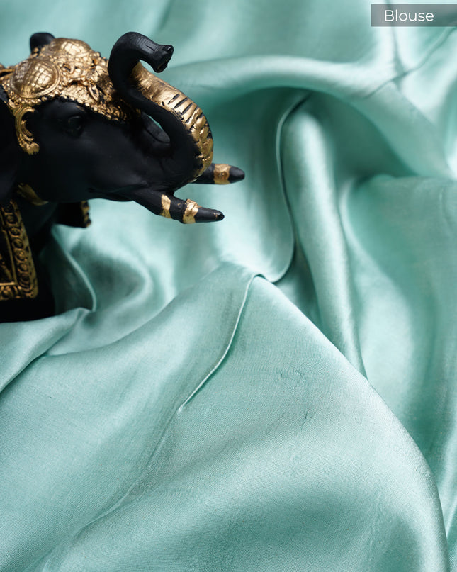 Banaras Silk saree with Meenakari Butties and Golden Zari Border- Sage Green