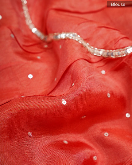 Georgette Saree With  Scallop Border Kardhana Sequence Work - Peach