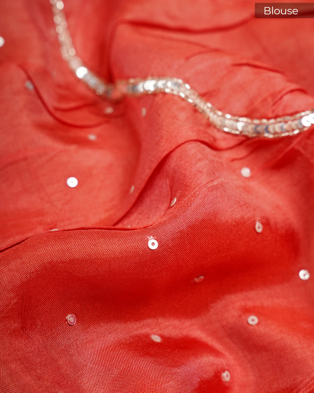 Georgette Saree With  Scallop Border Kardhana Sequence Work - Peach